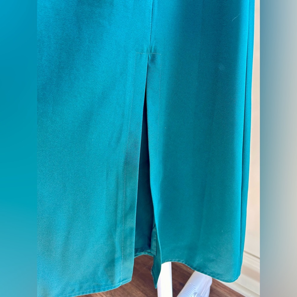 Petal & Pup Emerald Tie Strap Midi Dress US 2 | Teal Slip Dress NWT - Picture 2 of 5